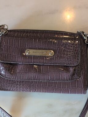 Kim Rogers Purple Croc-Embossed Crossbody Bag